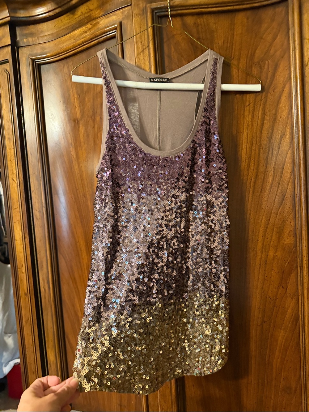 Express Lavender and Gold Sequin Tank Top